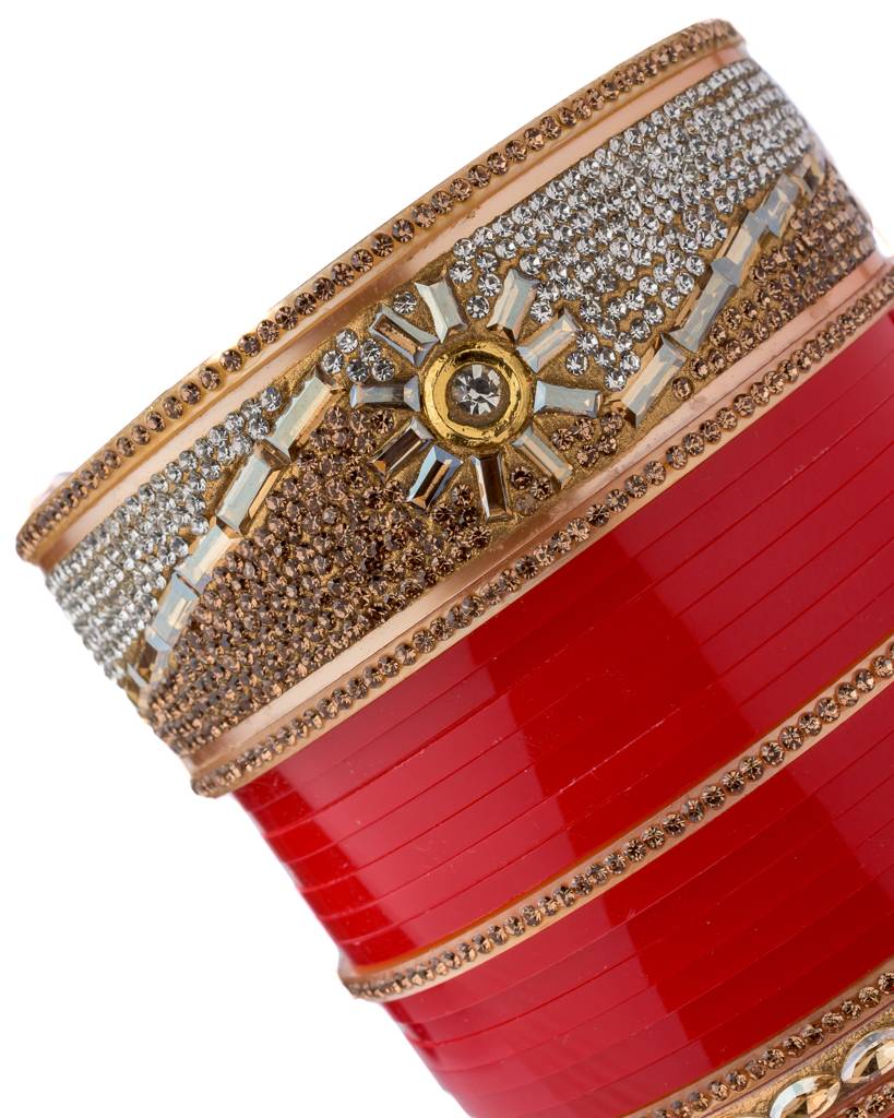 Vivinia By Vidhi Mehra Gold Plated Red Womens Pair Of Chuda Set -Vlb096 : VLB096