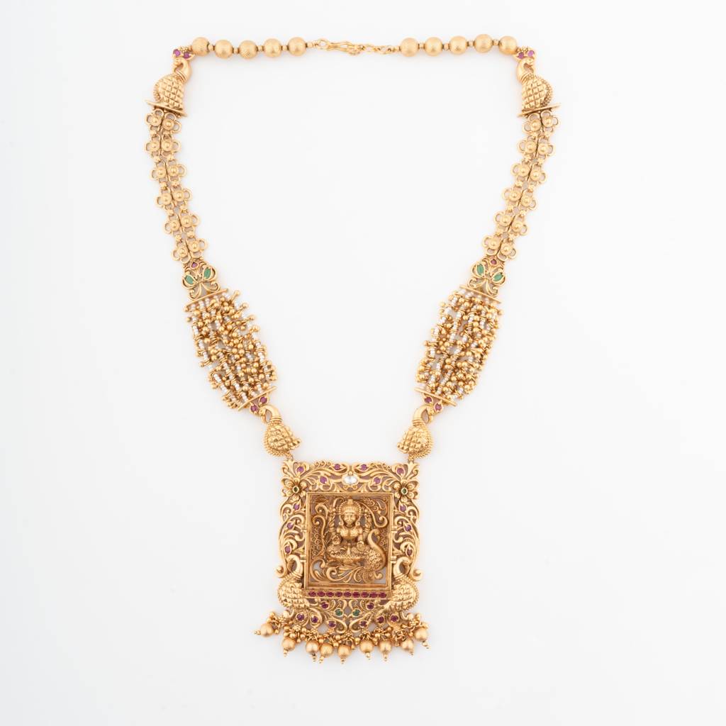 Gold-Finished Kundan And Polki Long Necklace Set : VN077