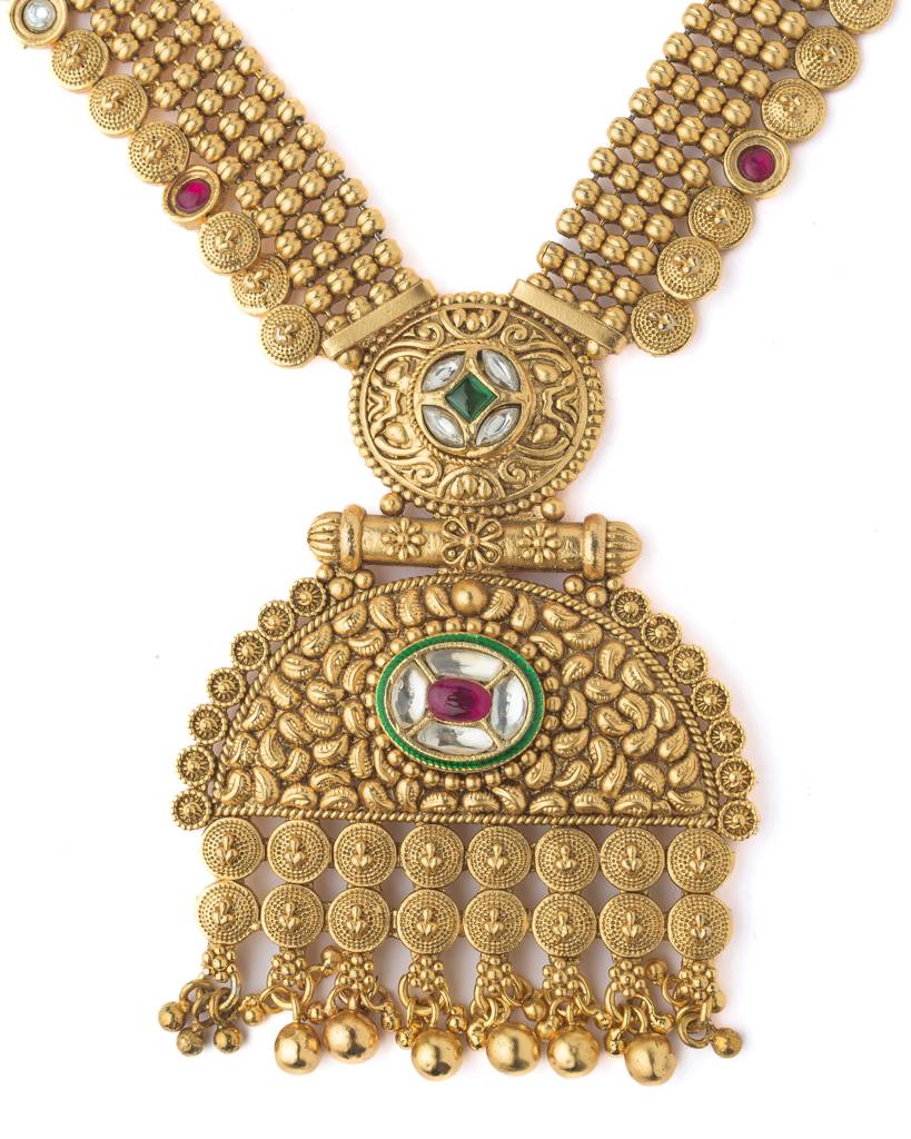Vivinia By Vidhi Mehra Gold Plated Multicolored Womens Long Necklace Set With Pair Of Earrings-Vn081 : VN081