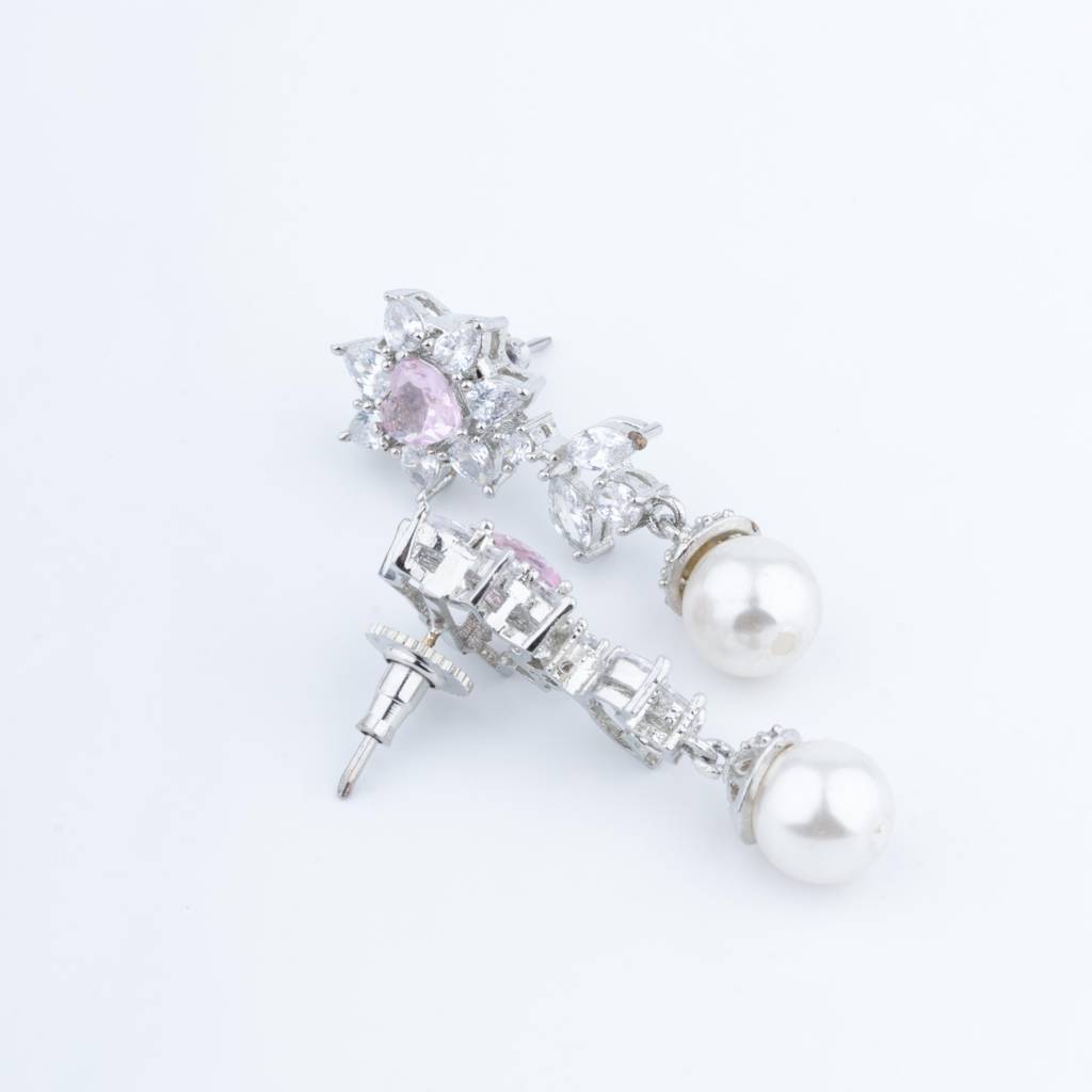 White-Finished Zircon Necklace Set For Women. : VN087