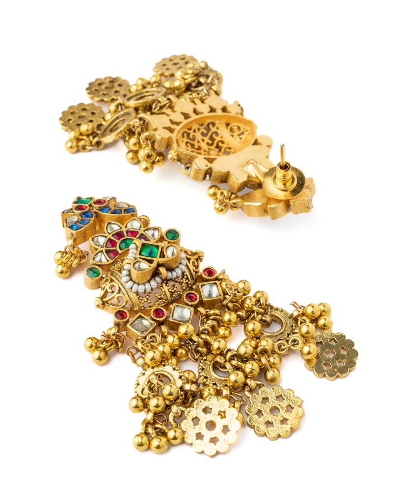 Vivinia By Vidhi Mehra Gold Plated Green Womens Synthetic Stone Necklace Set With Pair Of Earrings-Vn1005 : VN1005