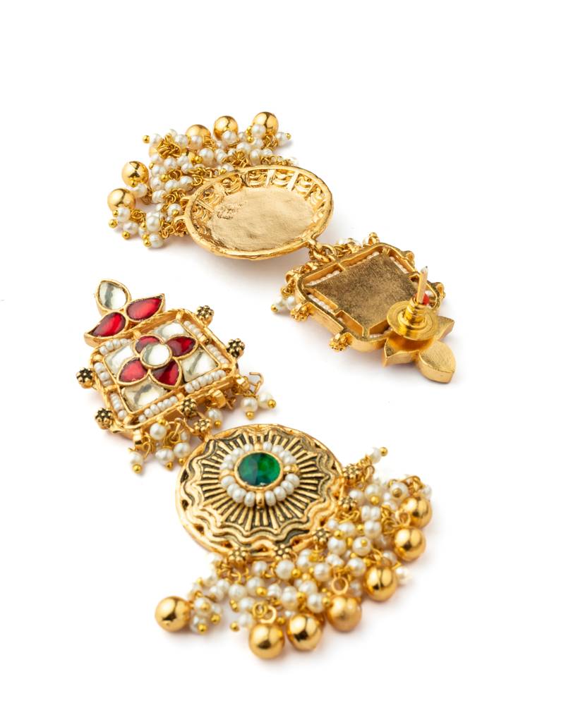 Vivinia By Vidhi Mehra Gold Plated Green Womens Kundan, Polki Necklace Set With Pair Of Earrings-Vn1006 : VN1006