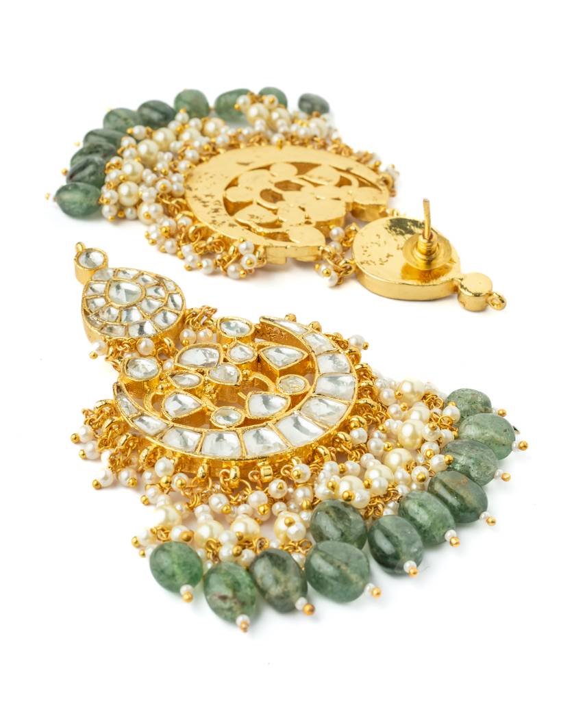 Vivinia By Vidhi Mehra Gold Plated Green Womens Kundan, Polki Necklace Set With Pair Of Earrings-Vn1007 : VN1007