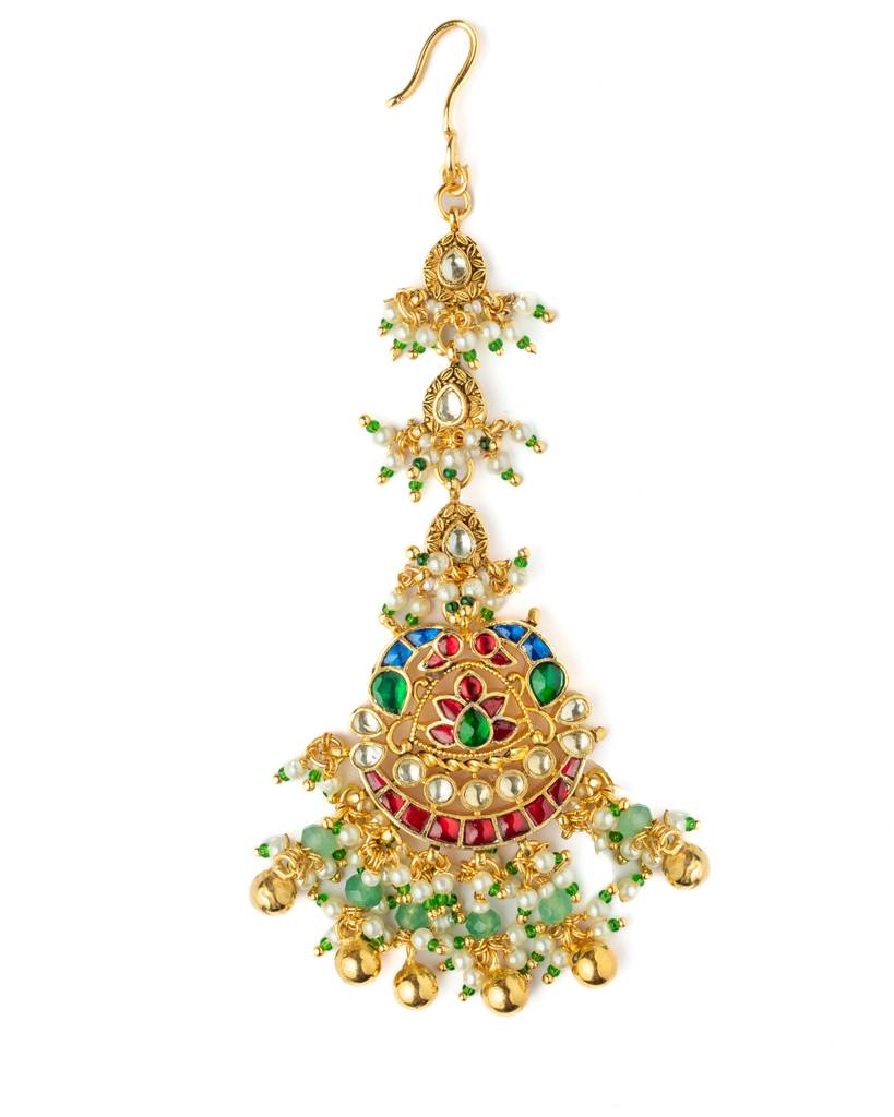 Vivinia By Vidhi Mehra Gold Plated Pink Womens Synthetic Stone Necklace Set With Pair Of Earrings & Maangtikka-Vn1008 : VN1008
