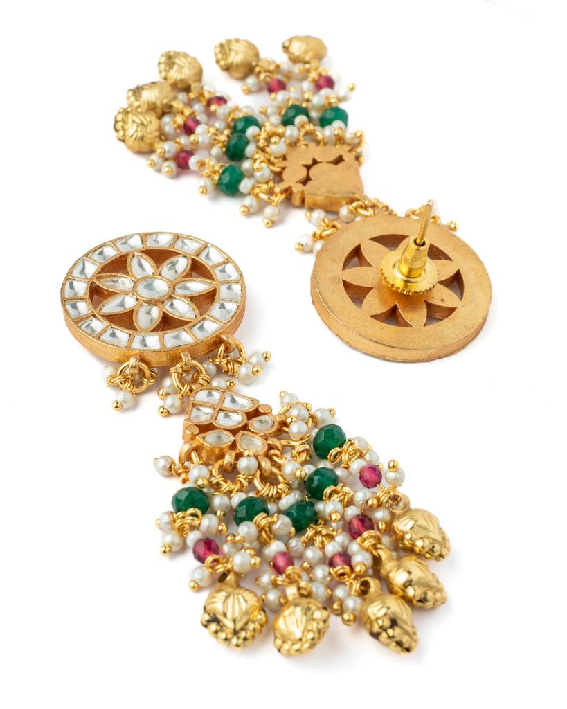 Vivinia By Vidhi Mehra Gold Plated Green Womens Kundan, Polki Necklace Set With Pair Of Earrings-Vn1009 : VN1009