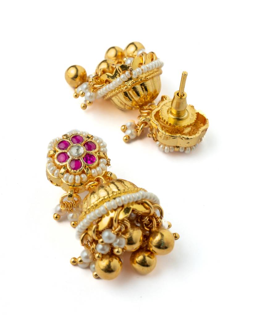 Vivinia By Vidhi Mehra Gold Plated Pink Womens Synthetic Stone Necklace Set With Pair Of Earrings-Vn1010 : VN1010