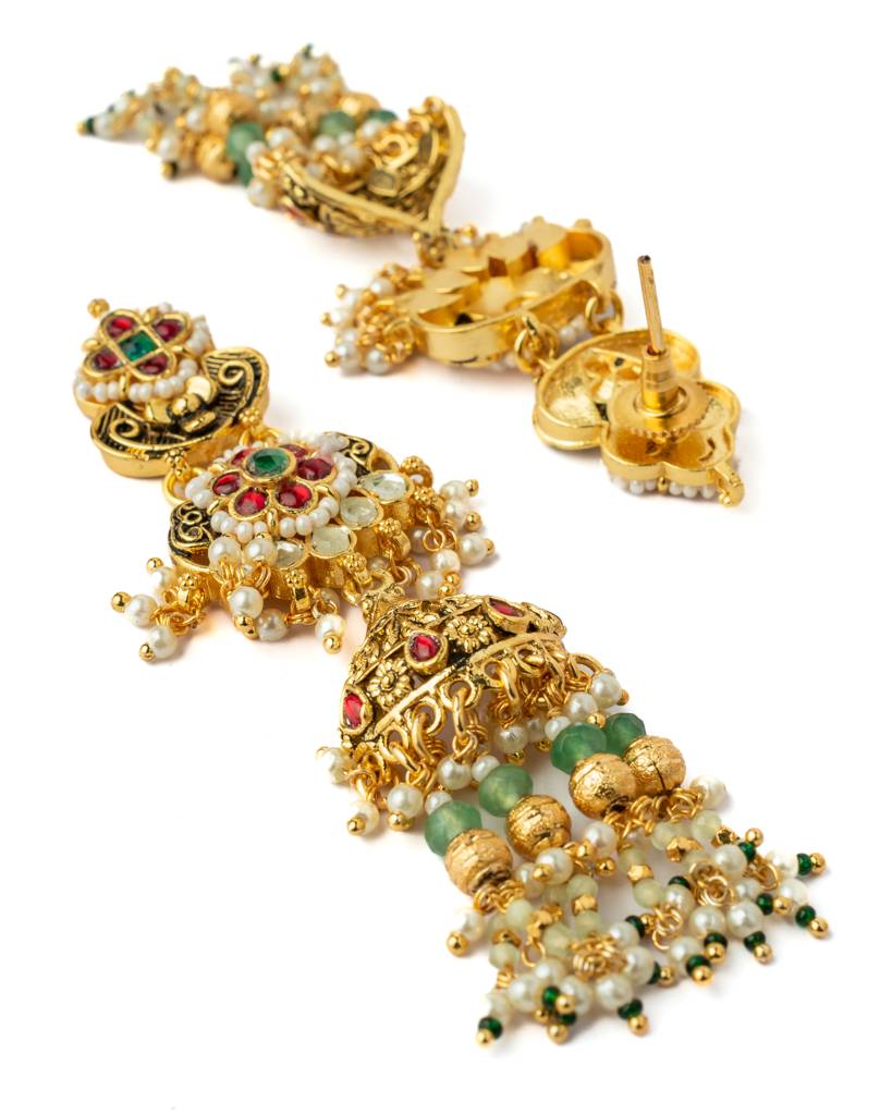 Vivinia By Vidhi Mehra Gold Plated Multicolored Womens Kundan, Polki Necklace Set With Pair Of Earrings-Vn1016 : VN1016