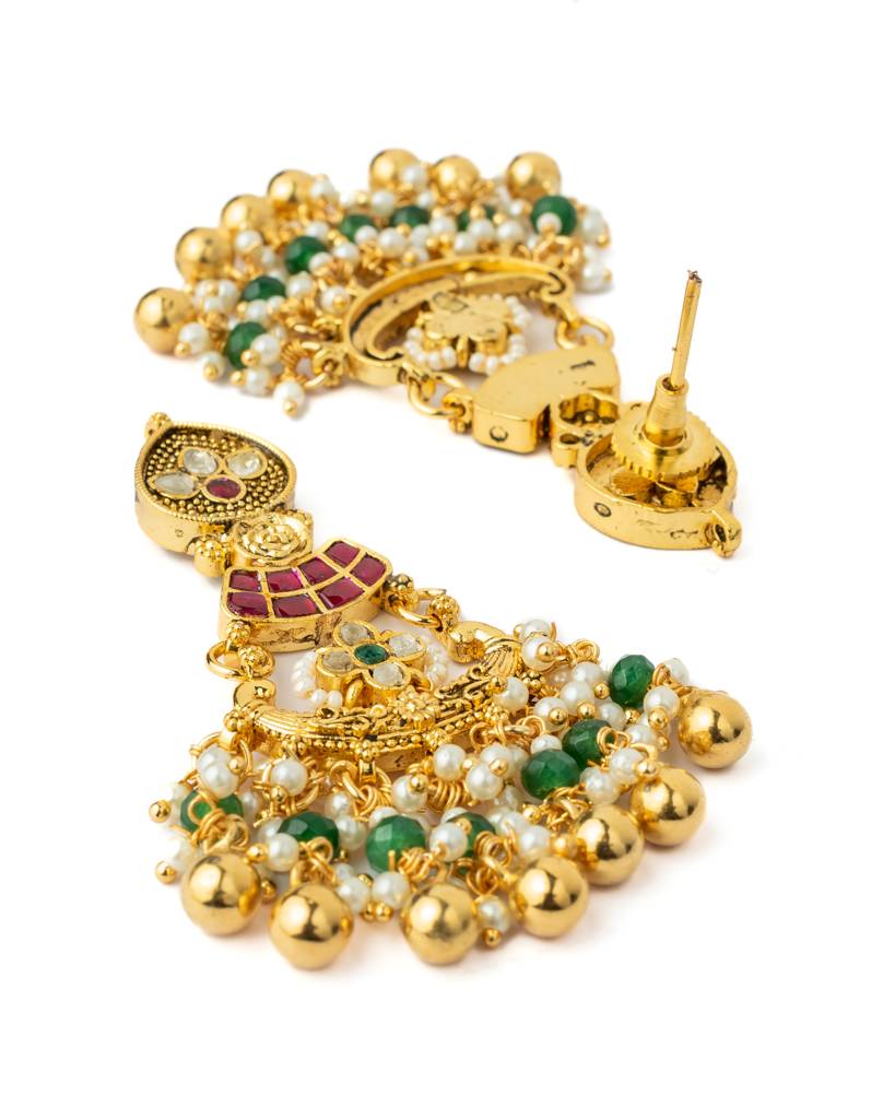 Vivinia By Vidhi Mehra Gold Plated Multicolored Womens Kundan, Polki Necklace Set With Pair Of Earrings-Vn1020 : VN1020