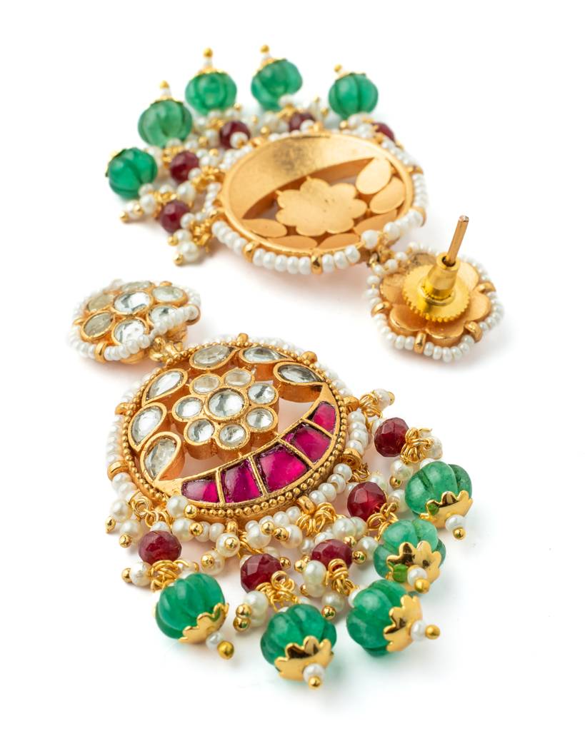 Vivinia By Vidhi Mehra Gold Plated Multicolored Womens Kundan, Polki Necklace Set With Pair Of Earrings-Vn1028 : VN1028