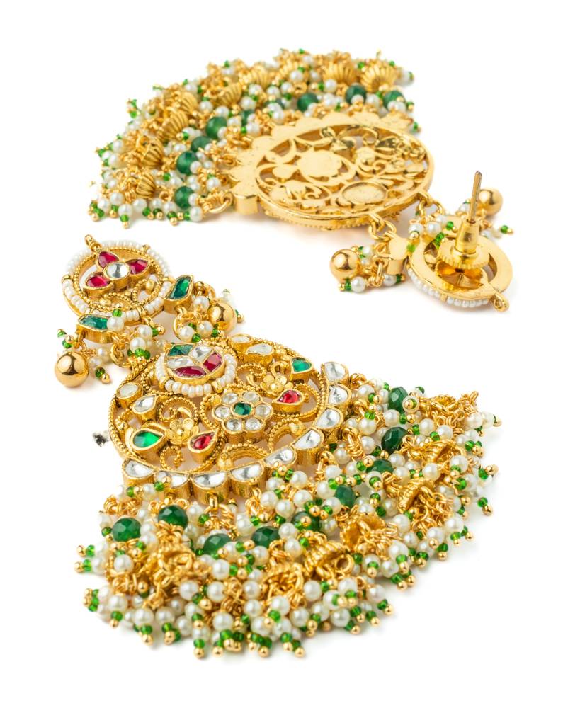 Vivinia By Vidhi Mehra Gold Plated Multicolored Womens Synthetic Stone Necklace Set With Pair Of Earrings-Vn1029 : VN1029