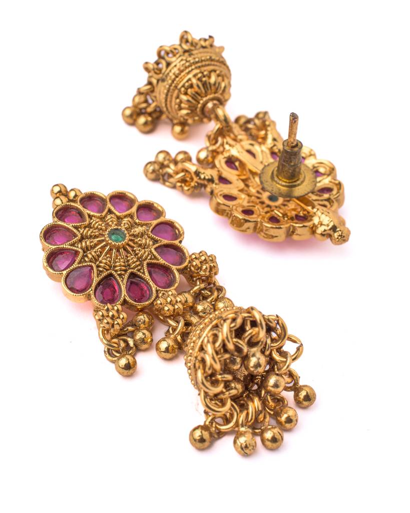 Vivinia By Vidhi Mehra Saadgi Gold Plated Red Womens Long Necklace Set With Pair Of Earrings -Vn1037 : VN1037