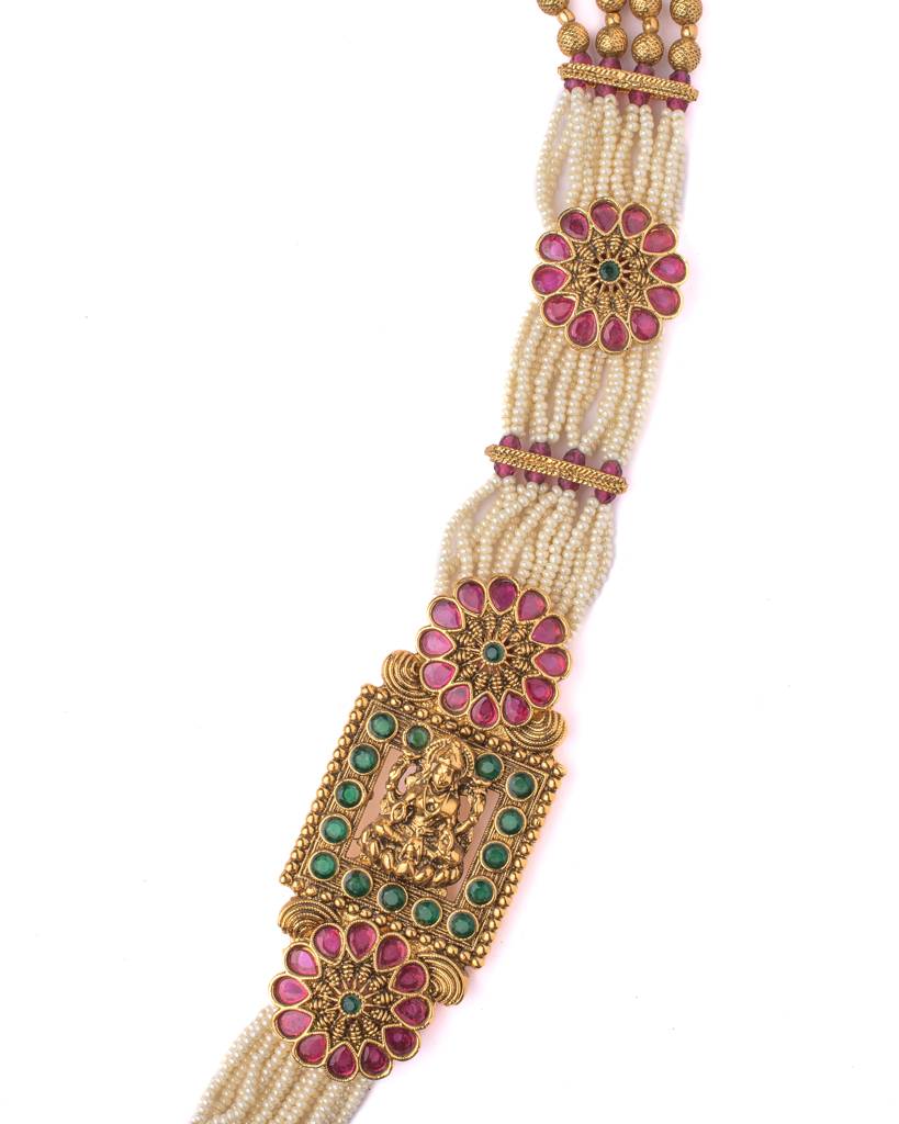 Vivinia By Vidhi Mehra Saadgi Gold Plated Red Womens Long Necklace Set With Pair Of Earrings -Vn1037 : VN1037