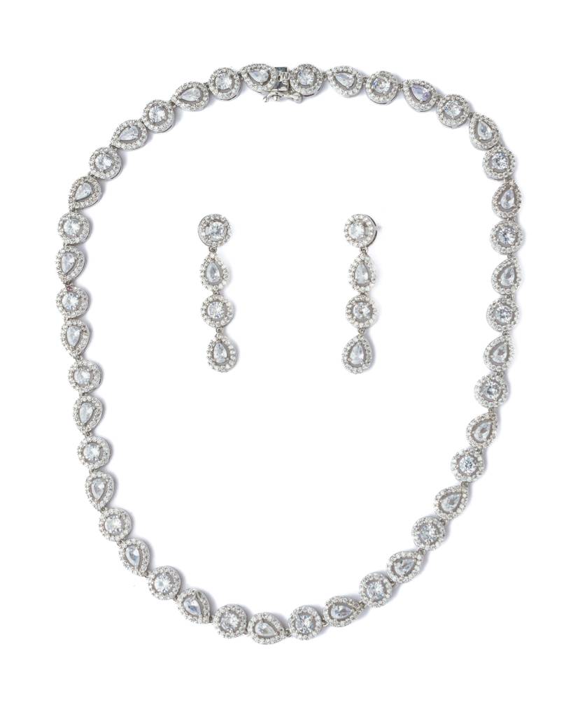 Vivinia By Vidhi Mehra Silver Plated Womens Short Necklace Set With Pair Of Earrings-Vn1044 : VN1044
