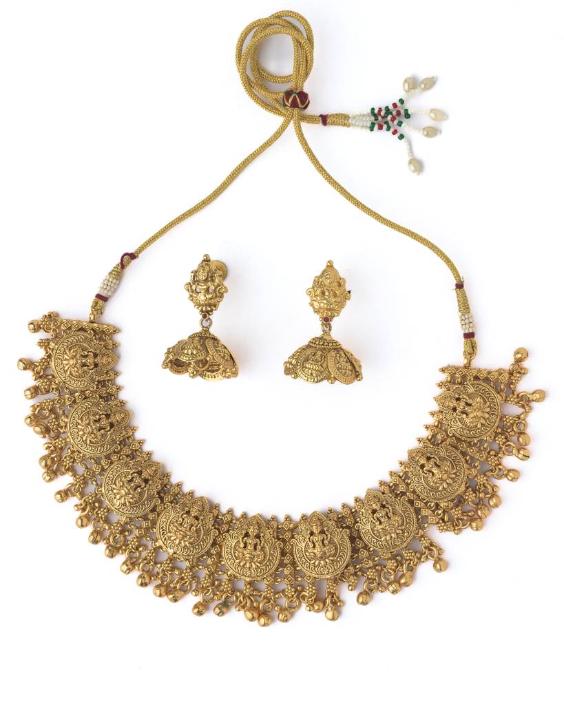 Vivinia By Vidhi Mehra Gold Plated Womens Choker Necklace Set With Pair Of Earrings-Vn1053 : VN1053