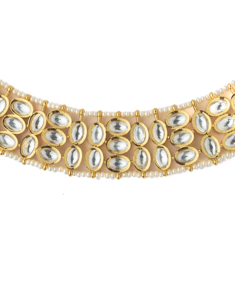 Vivinia By Vidhi Mehra Gold Plated Womens Choker Necklace Set-Vn1066 : VN1066
