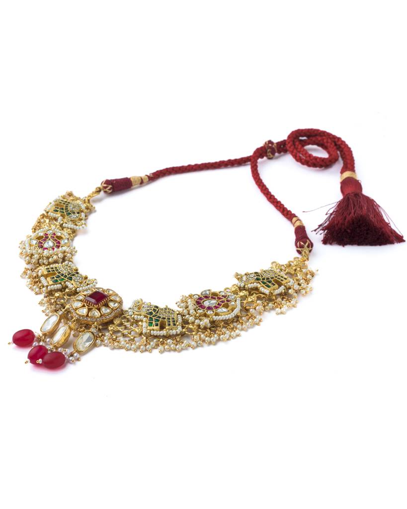 Vivinia By Vidhi Mehra Gold Plated Multicolored Womens Short Necklace Set-Vn1067 : VN1067