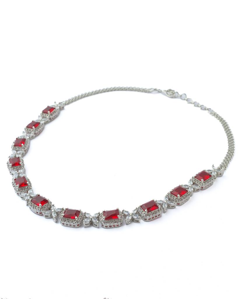 Vivinia By Vidhi Mehra Silver Plated Pink Womens Short Necklace Set-Vn1069 : VN1069