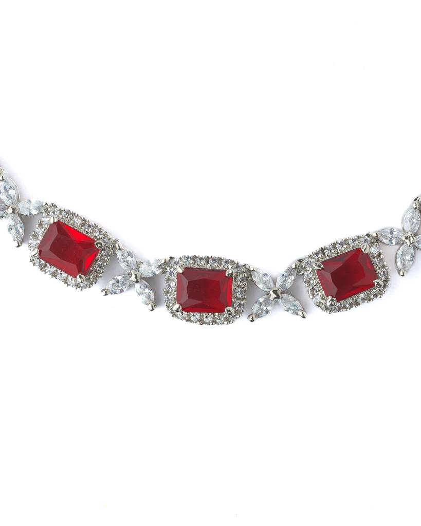 Vivinia By Vidhi Mehra Silver Plated Pink Womens Short Necklace Set-Vn1069 : VN1069