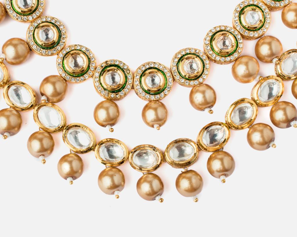 Vivinia By Vidhi Mehra Inaayat Gold Plated Womens Kundan, Polki Long Necklace Set -Vn313 : VN313