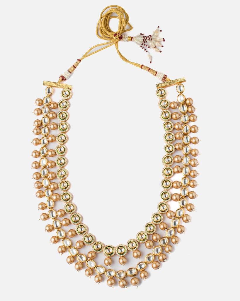 Vivinia By Vidhi Mehra Inaayat Gold Plated Womens Kundan, Polki Long Necklace Set -Vn313 : VN313