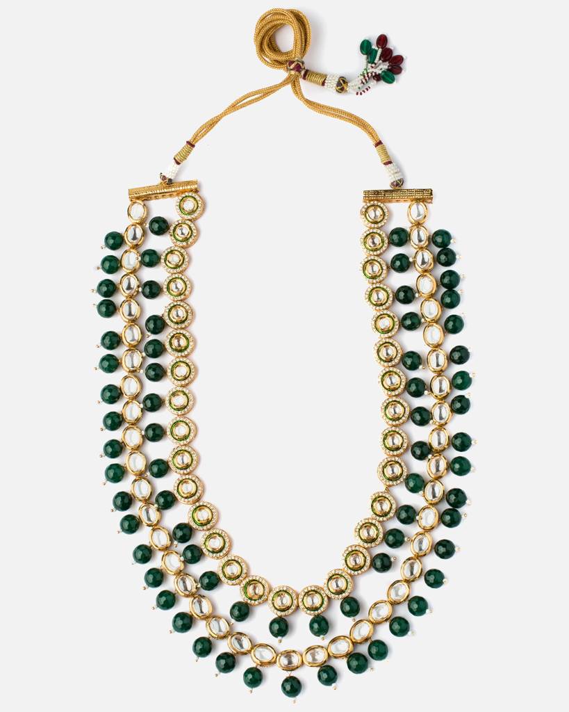 Vivinia By Vidhi Mehra Inaayat Gold Plated Greenwomens Kundan, Polki Long Necklace Set -Vn314 : VN314