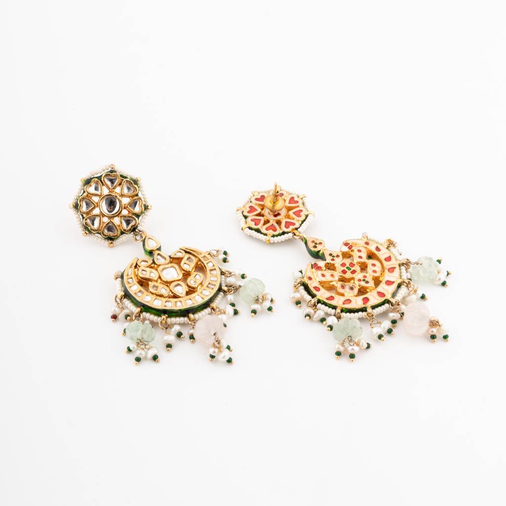 Gold Plated Meenakari Kundan Long Necklace Set : VN529