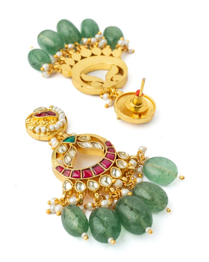 Vivinia By Vidhi Mehra Gold Plated Multicolored Womens Kundan, Polki Necklace Set With Pair Of Earrings-Vn542 : VN542
