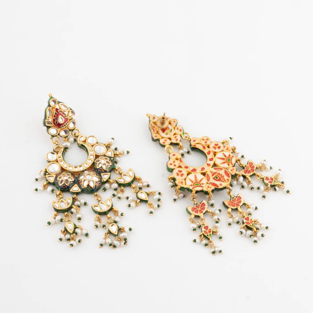 Meenakari Kundan Enamelled Choker Necklace Set With Maangtika. : VN600