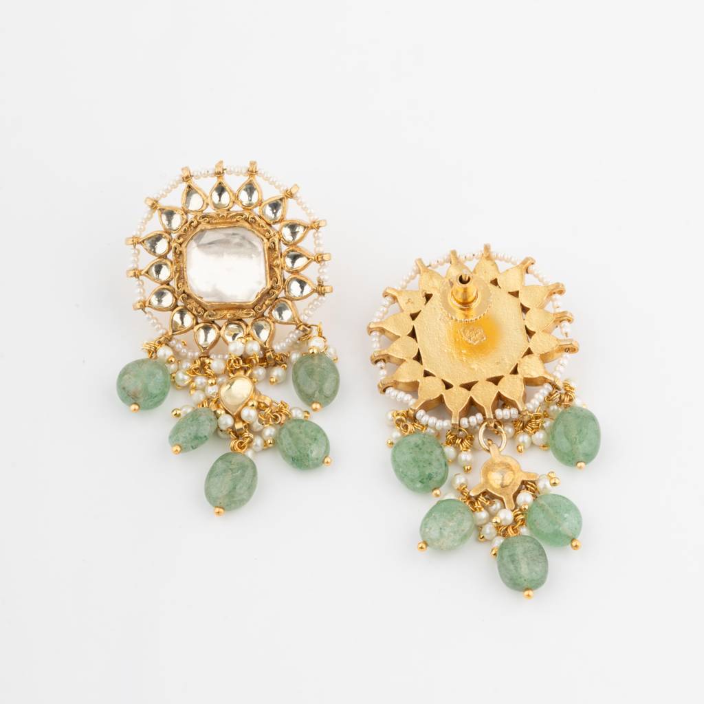 Kundan With Green Beads Choker Necklace : VN701
