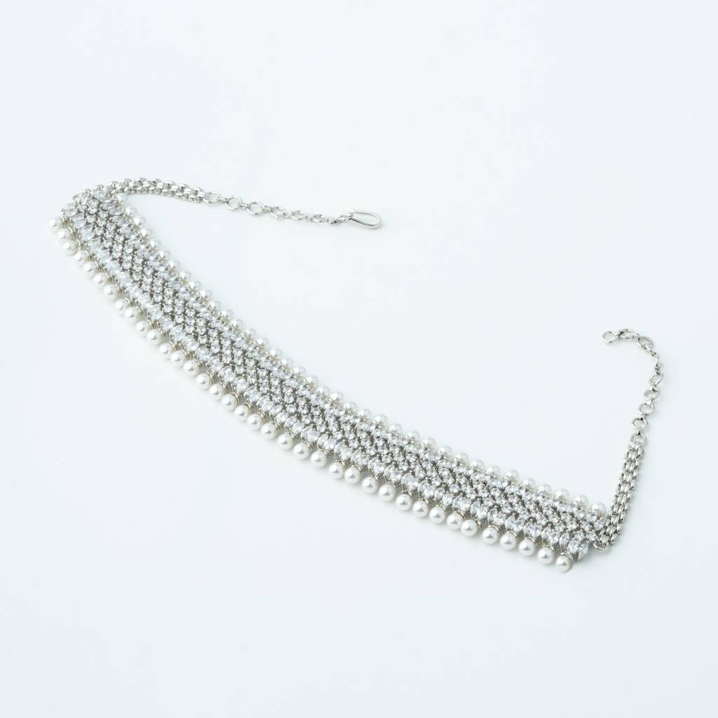 Silver Finished Zircon Necklace Set : VN726