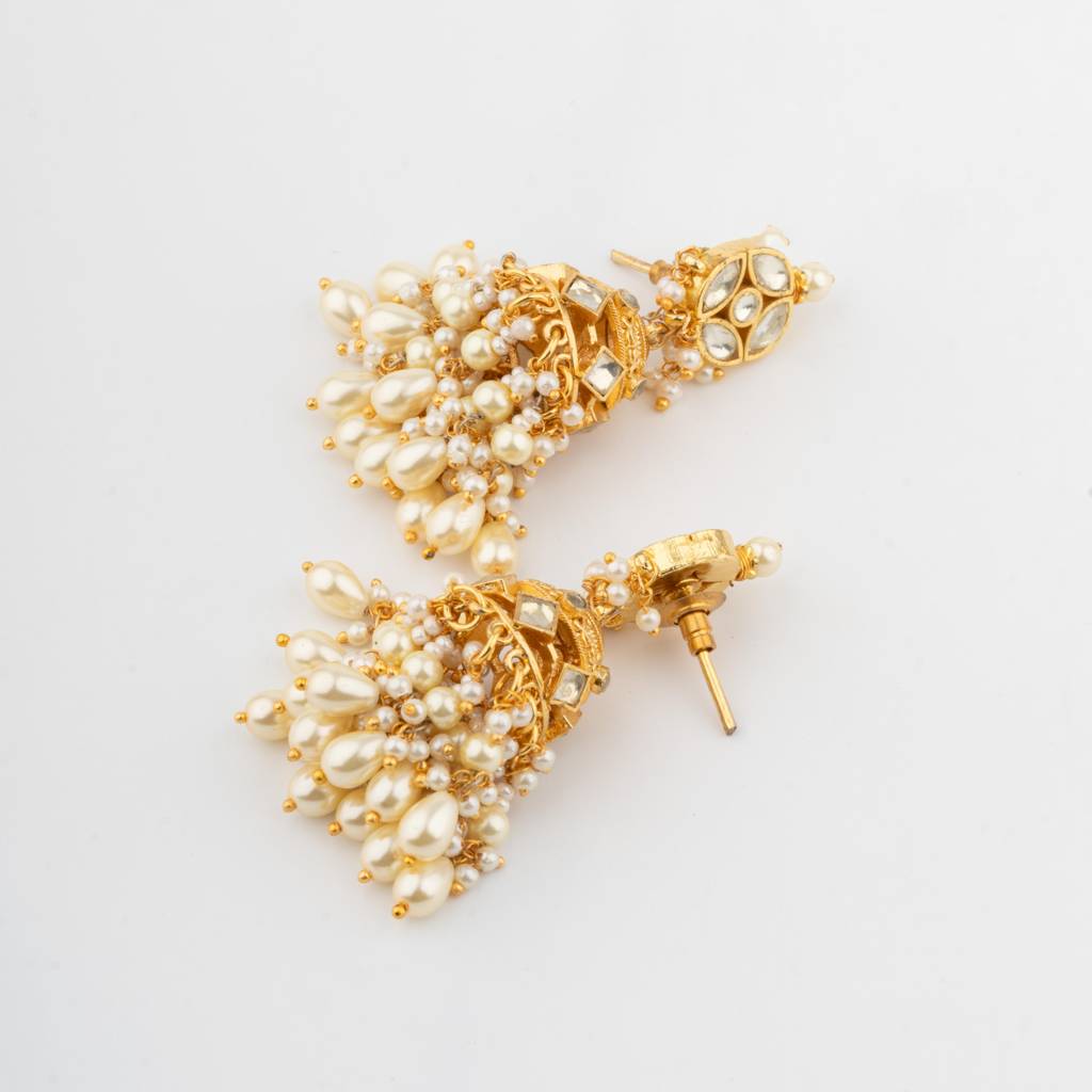 Gold Finish White Kundan Polki Choker Necklace Set : VN730