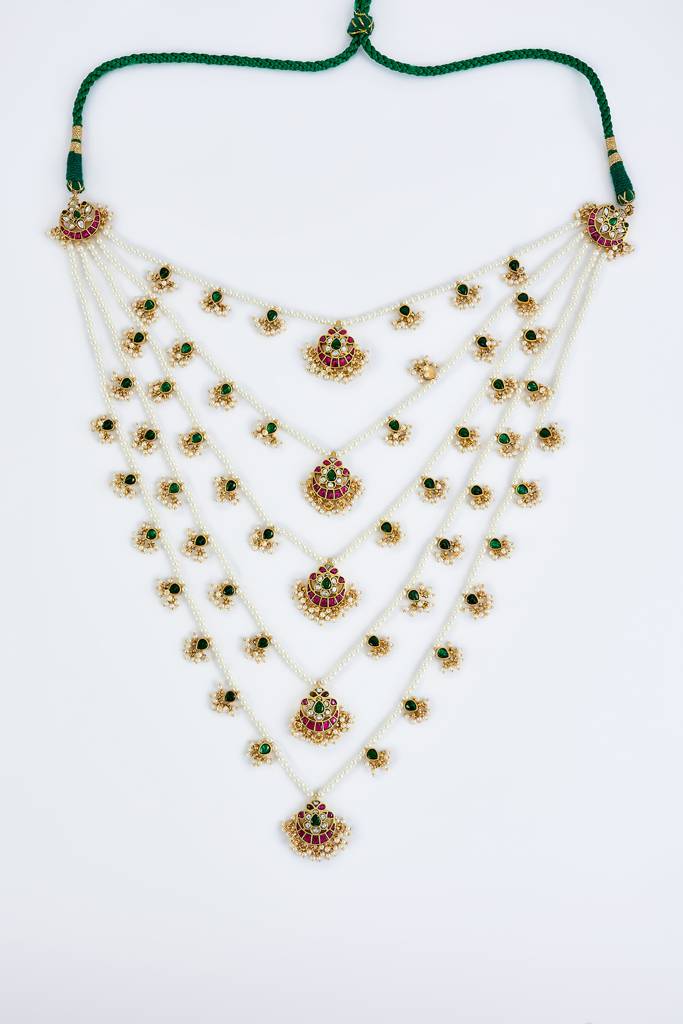 Vivinia By Vidhi Mehra Saadgi Gold Plated White Womens Kundan, Polki Long Necklace Set With Pair Of Earrings -Vn799 : VN799