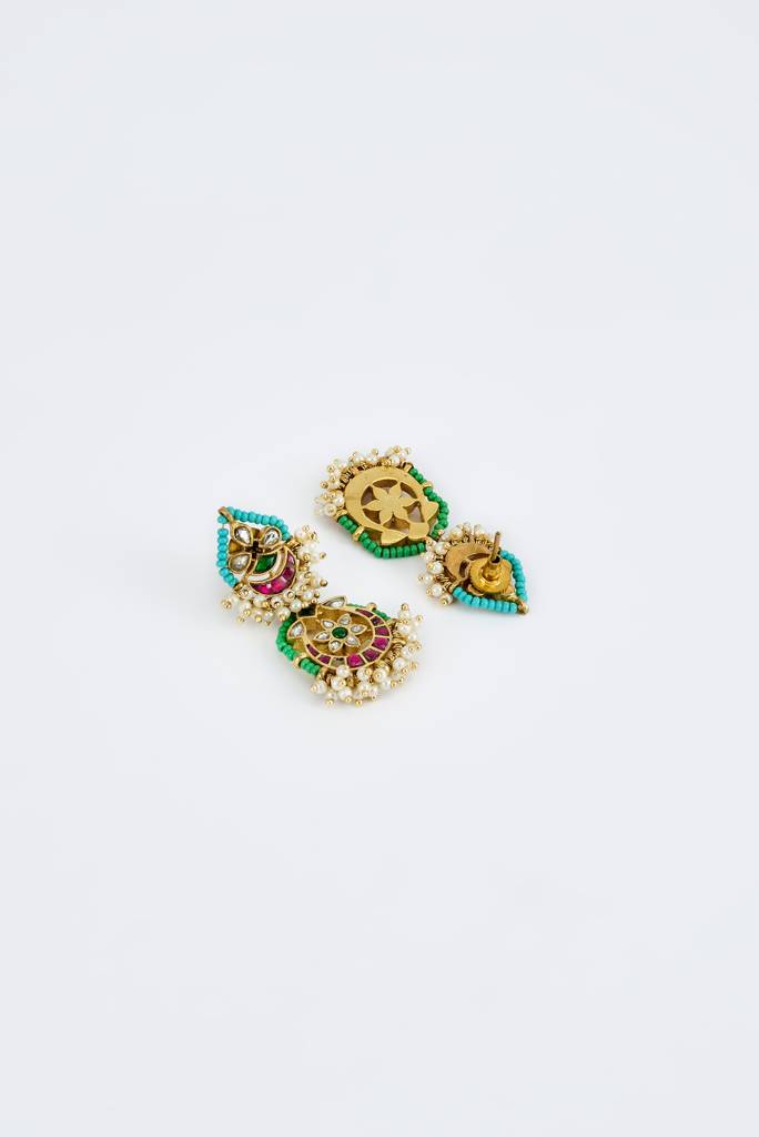 Vivinia By Vidhi Mehra Morpankh Multi Womens Beaded Short Necklace Set With Pair Of Earrings -Vn837 : VN837