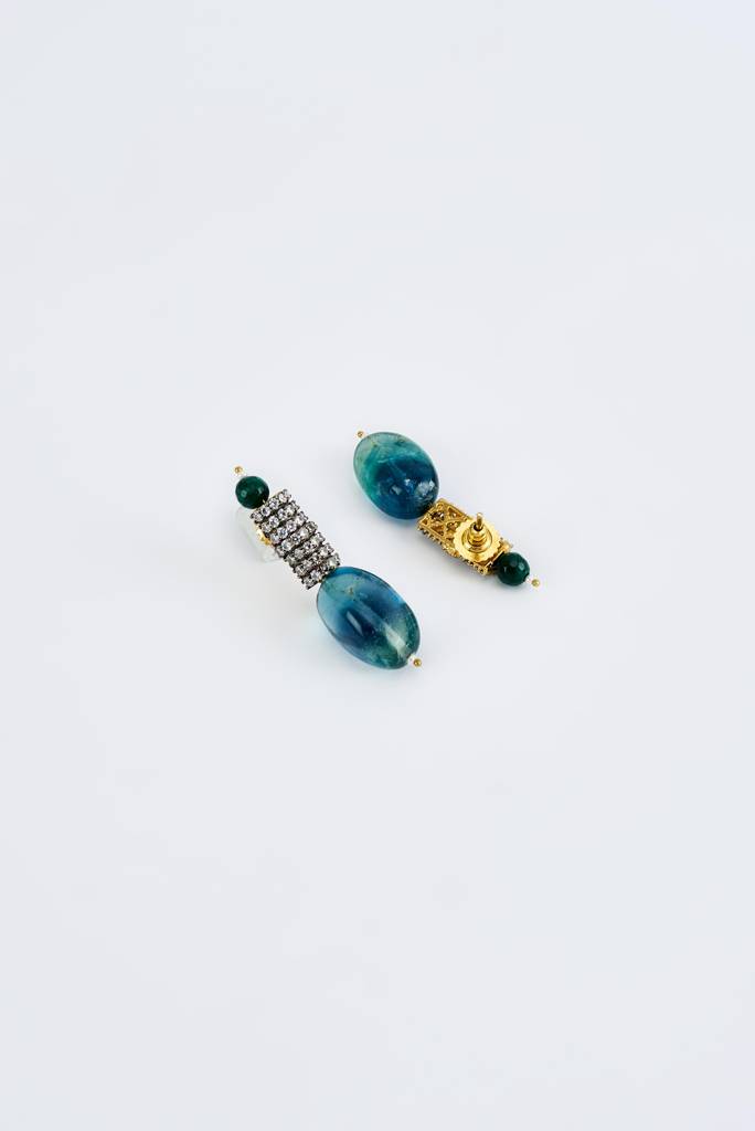 Vivinia By Vidhi Mehra Florence Green Womens Zircon Short Necklace Set With Pair Of Earrings -Vn842 : VN842