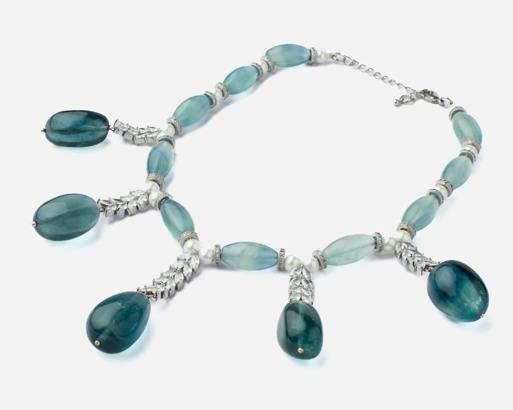 Vivinia By Vidhi Mehra Florence Green Womens Beaded Short Necklace Set -Vn877 : VN877