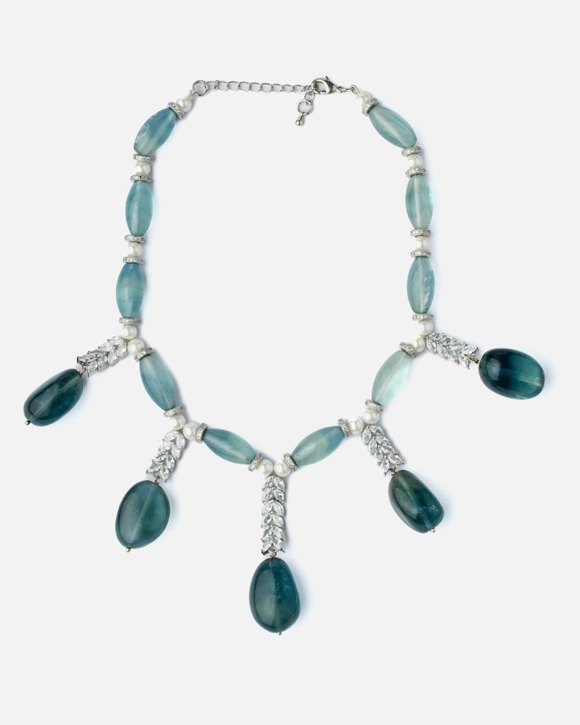 Vivinia By Vidhi Mehra Florence Green Womens Beaded Short Necklace Set -Vn877 : VN877