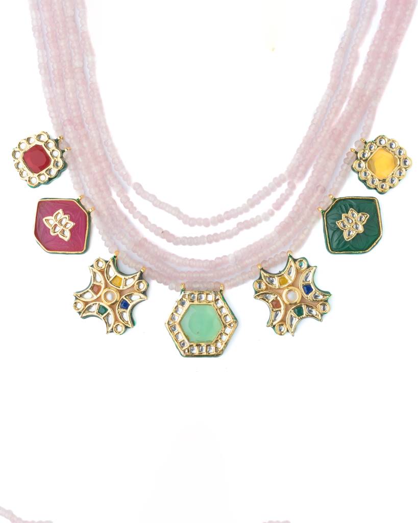 Vivinia By Vidhi Mehra Gold Plated Purple Womens Long Necklace Set With Pair Of Earrings-Vn886 : VN886