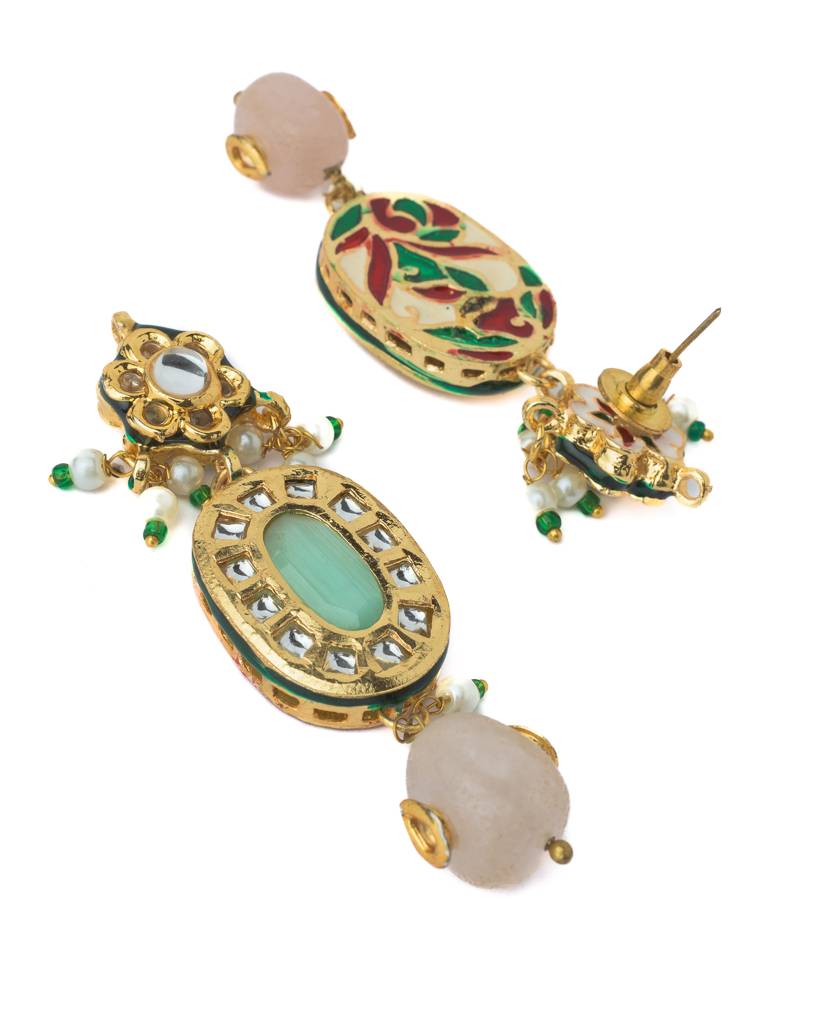 Vivinia By Vidhi Mehra Gold Plated Multicolored Womens Long Necklace Set With Pair Of Earrings-Vn887 : VN887
