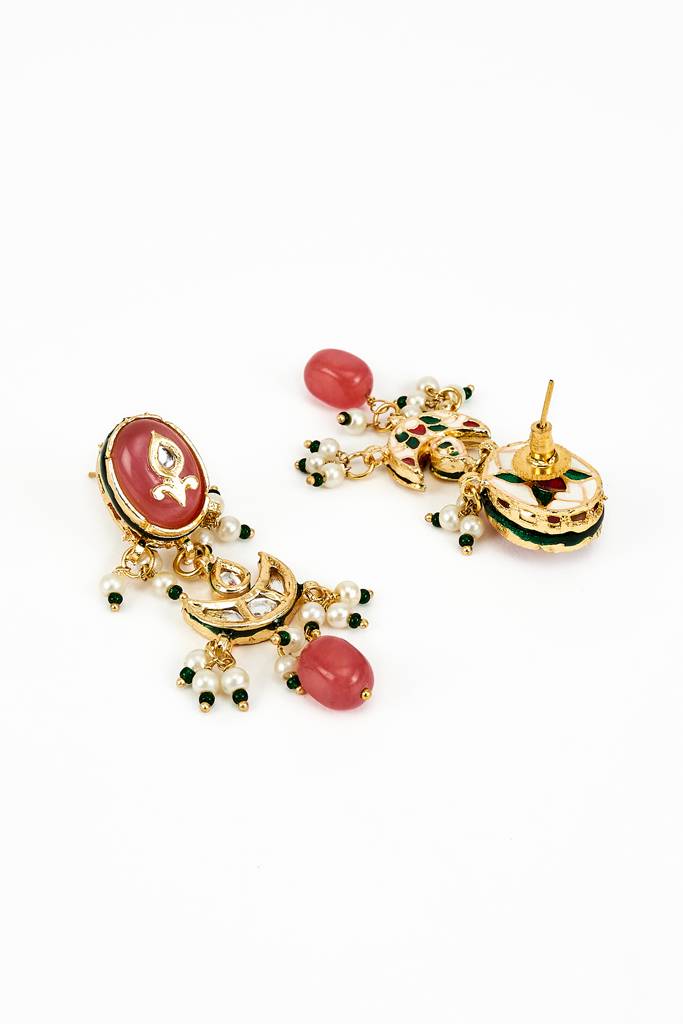 Vivinia By Vidhi Mehra Saadgi Gold Plated Pink Kundan, Polki Womens Choker Necklace Set With Pair Of Earrings -Vn888 : VN888