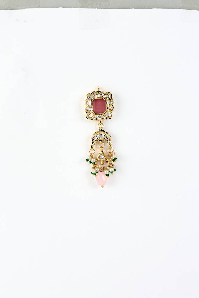 Vivinia By Vidhi Mehra Saadgi Gold Plated Pink Kundan, Polki Womens Choker Necklace Set With Pair Of Earrings (Freesiz : VN889