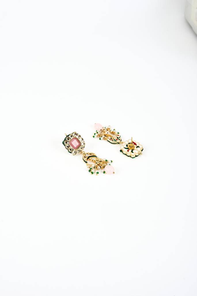 Vivinia By Vidhi Mehra Saadgi Gold Plated Pink Kundan, Polki Womens Choker Necklace Set With Pair Of Earrings (Freesiz : VN889