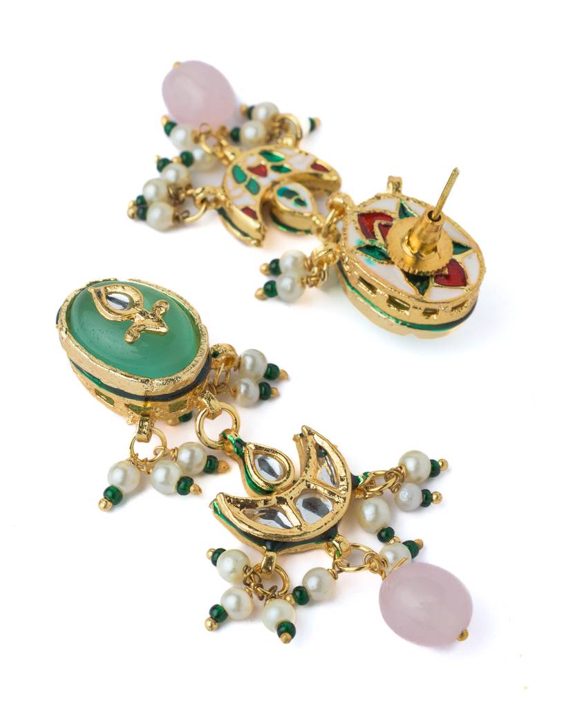Vivinia By Vidhi Mehra Gold Plated Multicolored Womens Short Necklace Set With Pair Of Earrings-Vn891 : VN891
