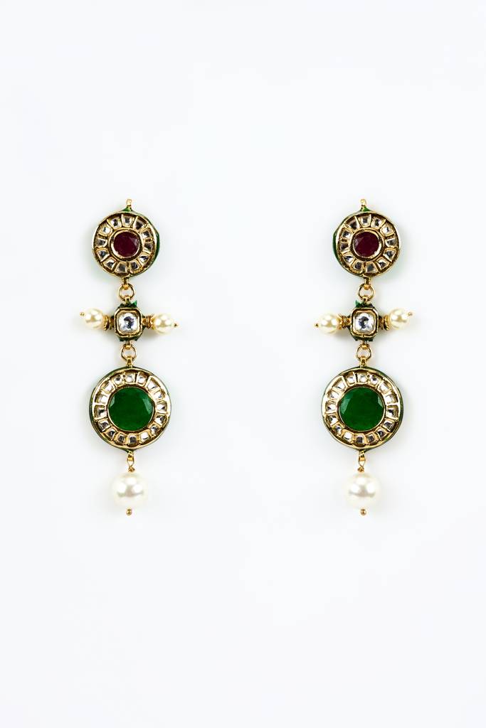 Vivinia By Vidhi Mehra Saadgi Gold Plated Multi Kundan, Polki Womens Short Necklace Set With Pair Of Earrings -Vn895 : VN895