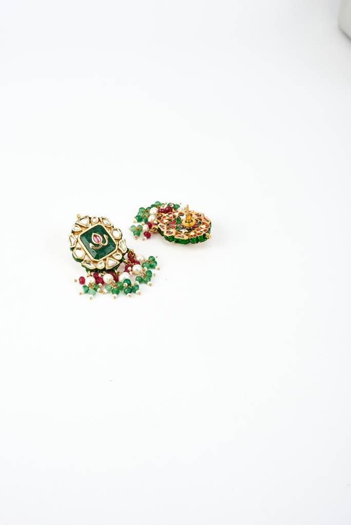 Vivinia By Vidhi Mehra Saadgi Gold Plated Green Kundan, Polki Womens Choker Necklace Set With Pair Of Earrings (Freesi : VN902