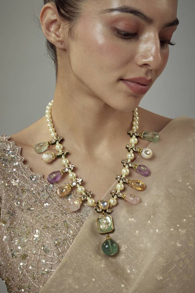 Vivinia By Vidhi Mehra Florence Multi Womens Beaded Short Necklace Set -Vn907 : VN907