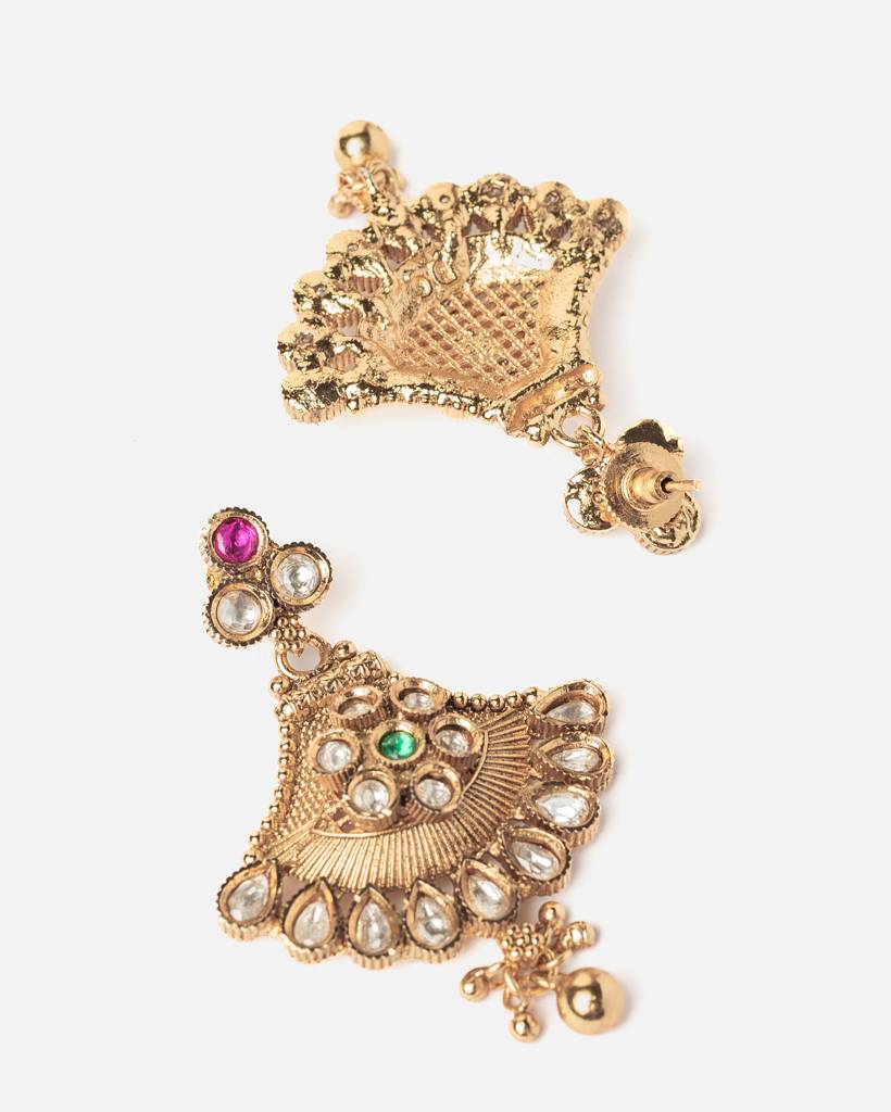 Vivinia By Vidhi Mehra Ismaarh 2.0 Gold/Green Long Necklace Set With Pair Of Earrings-Vn950 : VN950