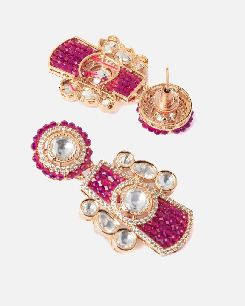Vivinia By Vidhi Mehra Ismaarh 2.0 Gold/Pink Choker Necklace Set With Pair Of Earrings : VN972