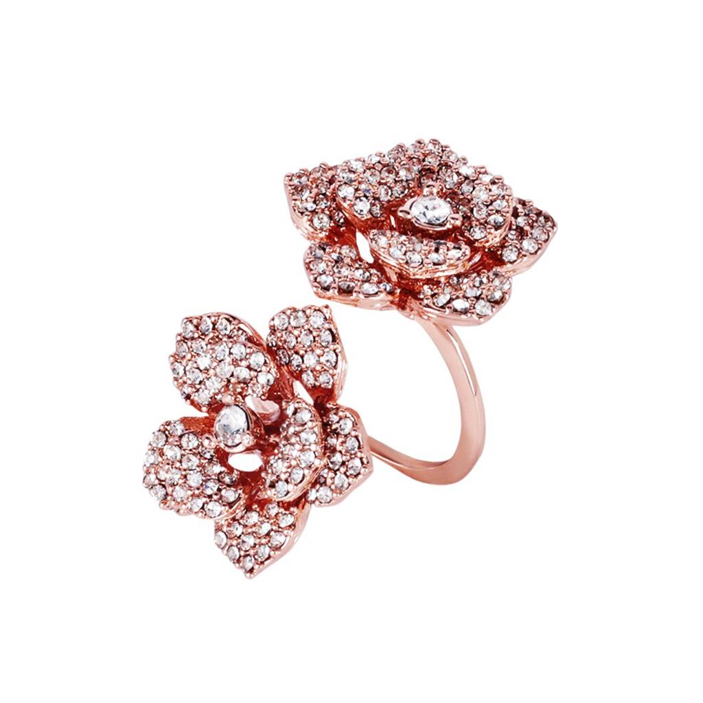 Trendy Lightweight Rose Motif Adjustable Finger Ring: Flexible Jewelry With Premium Rosegold Finish For Women : 572-RGWERING