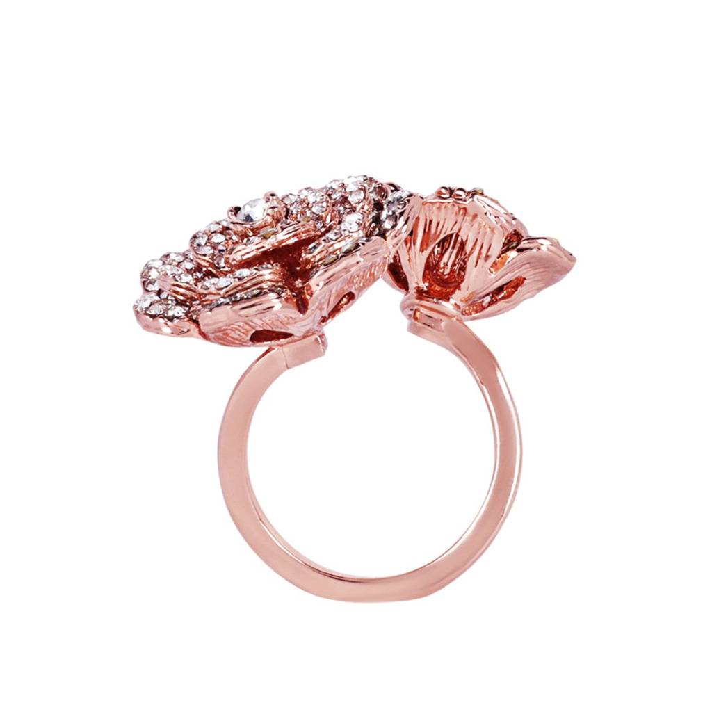 Lightweight Adjustable Rose Finger Ring: Flexible & Stylish Rosegold Plated Jewelry For Women : 565-RGWERING