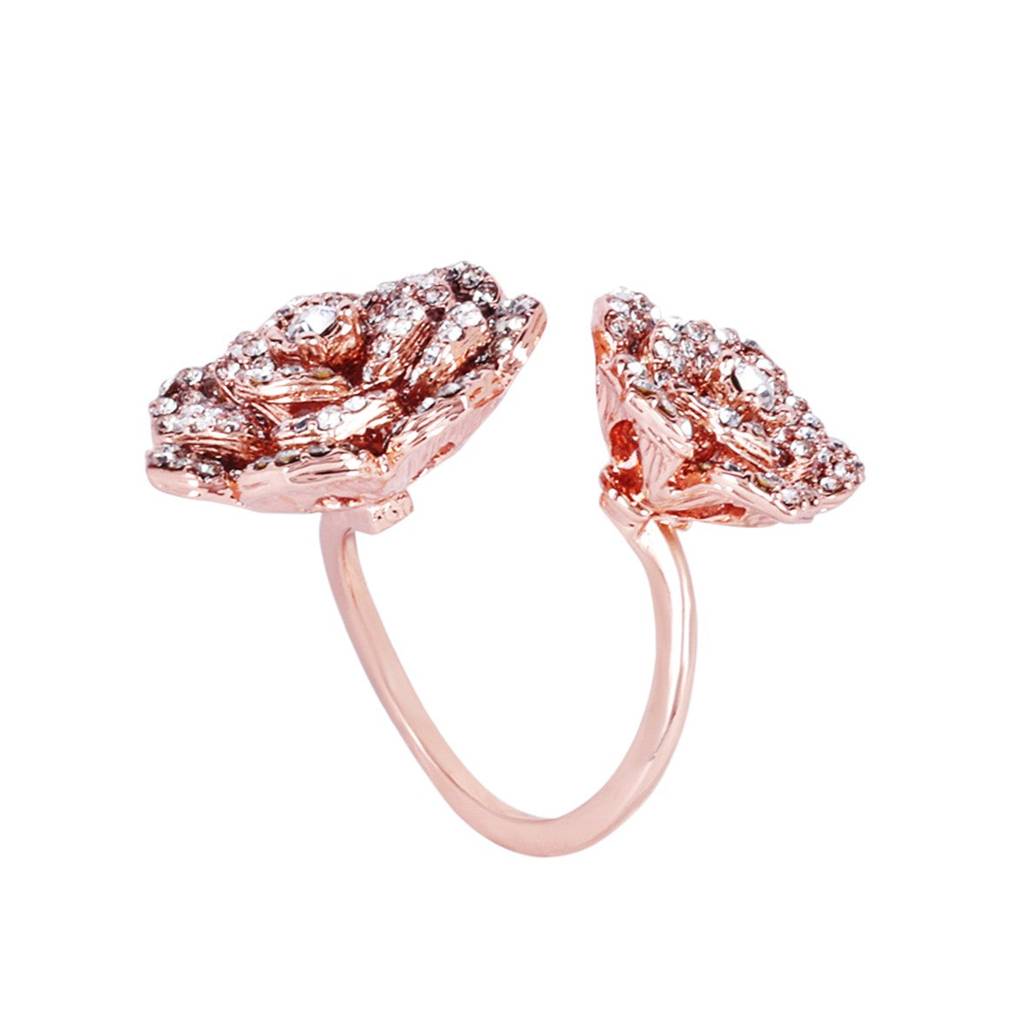 Lightweight Adjustable Rose Finger Ring: Flexible & Stylish Rosegold Plated Jewelry For Women : 565-RGWERING